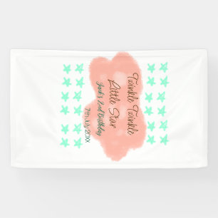 Orange clouds twinkle twinkle little stars green banner