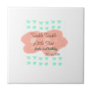 Orange clouds twinkle twinkle little stars green ceramic tile