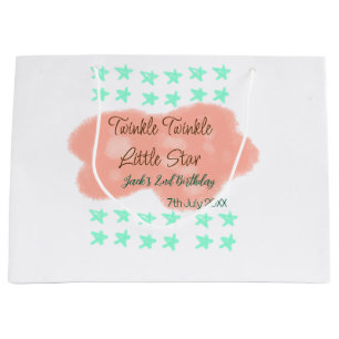 Orange clouds twinkle twinkle little stars green large gift bag