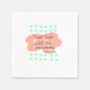 Orange clouds twinkle twinkle little stars green  napkin