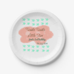 Orange clouds twinkle twinkle little stars green paper plate