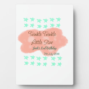 Orange clouds twinkle twinkle little stars green plaque