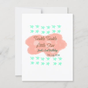 Orange clouds twinkle twinkle little stars green postcard