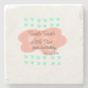 Orange clouds twinkle twinkle little stars green stone coaster