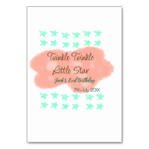 Orange clouds twinkle twinkle little stars green table number