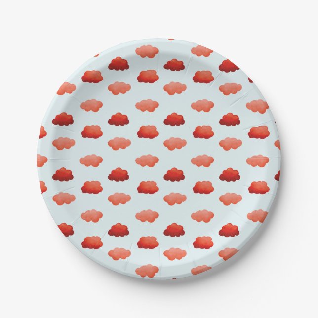 Orange clouds with watercolor - Plates for parties (Front)
