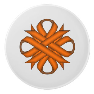 Orange Clover Ribbon by Kenneth Yoncich Ceramic Knob