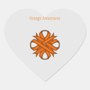 Orange Clover Ribbon by Kenneth Yoncich Heart Sticker