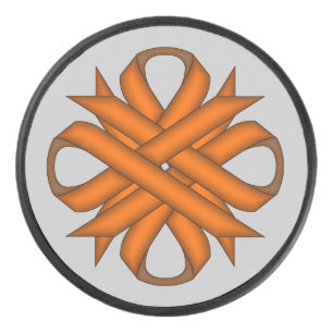 Orange Clover Ribbon by Kenneth Yoncich Hockey Puck
