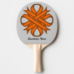 Orange Clover Ribbon by Kenneth Yoncich Ping Pong Paddle
