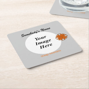 Orange Clover Ribbon Template by Kenneth Yoncich Square Paper Coaster