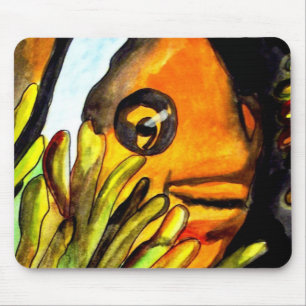 Orange Clown Fish watercolor original art painting Mouse Pad