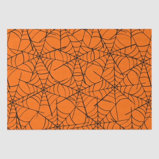 Orange Cobweb Halloween  Tissue Paper (Front)