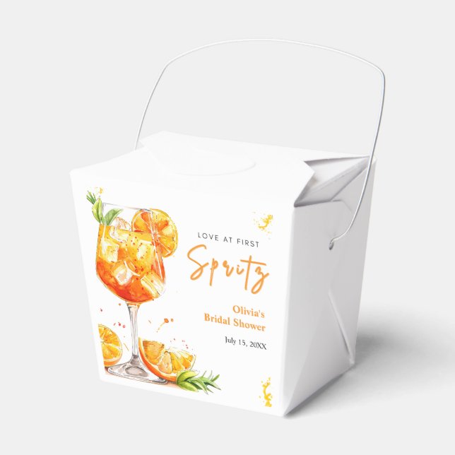 Orange Cocktail Love at First Spritz Bridal Shower Favour Box (Front Side)