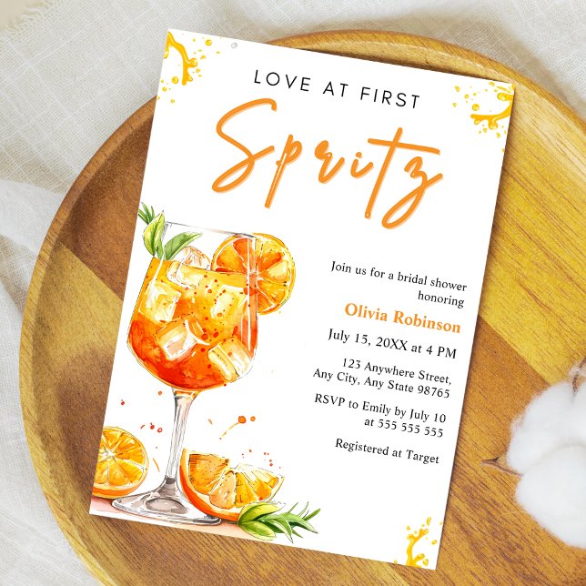 Orange Cocktail Love at First Spritz Bridal Shower Invitation (Orange Cocktail Love at First Spritz Bridal Shower Invitation )