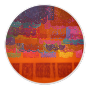 Orange Coco Mexican Banners Bold Colours Ceramic Knob