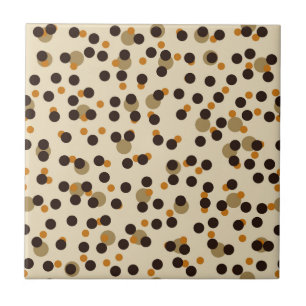 orange, coffee bean and beige polka dots ceramic tile