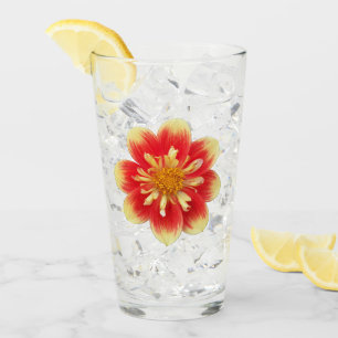 Orange Collarette Dahlia Bloom Floral Glass
