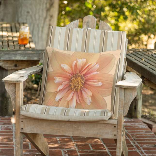 Orange Collarette Dahlia Floral Cushion (Chair)