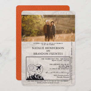 Orange Colorado Passport Wedding Invitation
