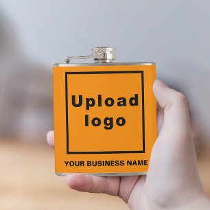 Orange Colour Business Brand on Vinyl Wrapped Flas Hip Flask