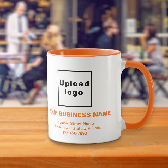 Orange Colour Business Brand Texts on Combo Mug (Build brand name awareness. Orange color and white combo mug with your business brand.)