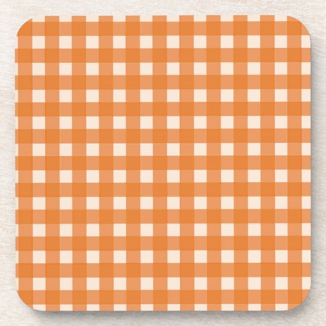 orange colour country plaids coaster (Front)
