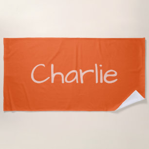 Orange Colour Custom Name beach towel