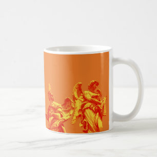Orange colour digital art with sculptures coffee mug