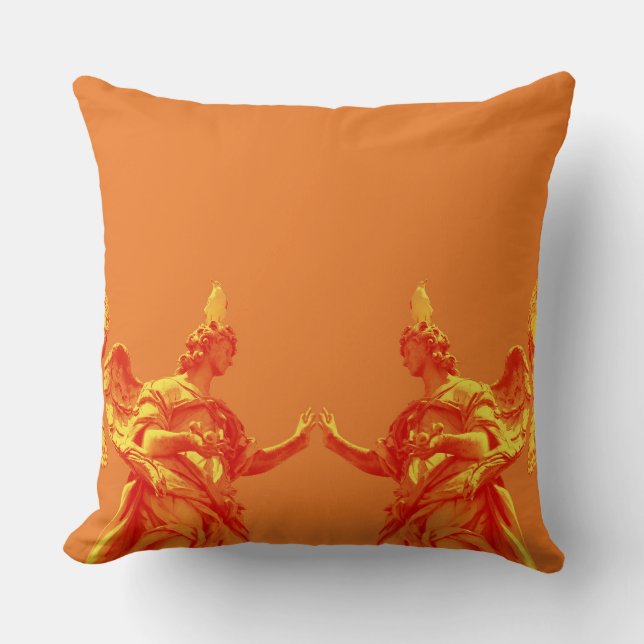 Orange colour digital art with sculptures cushion (Front)