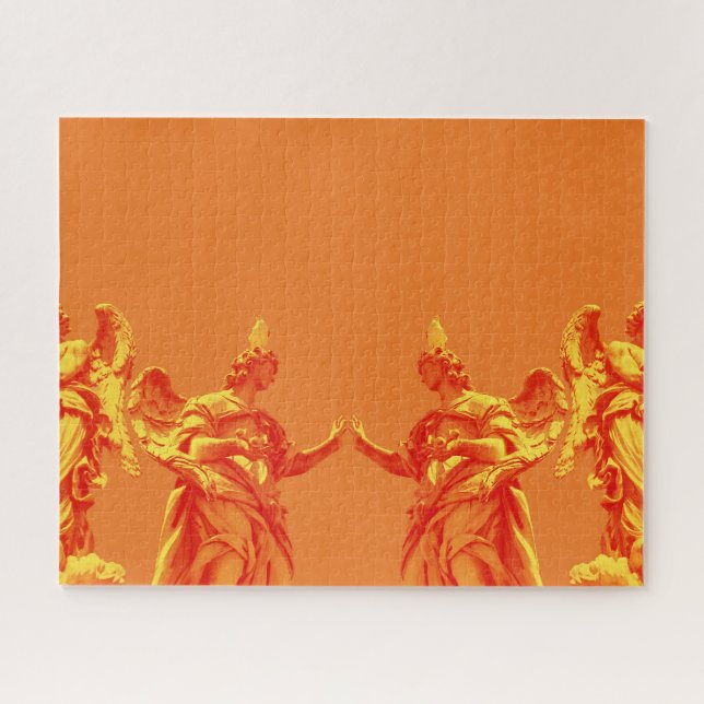 Orange colour digital art with sculptures jigsaw puzzle (Horizontal)