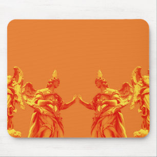 Orange colour digital art with sculptures mouse pad