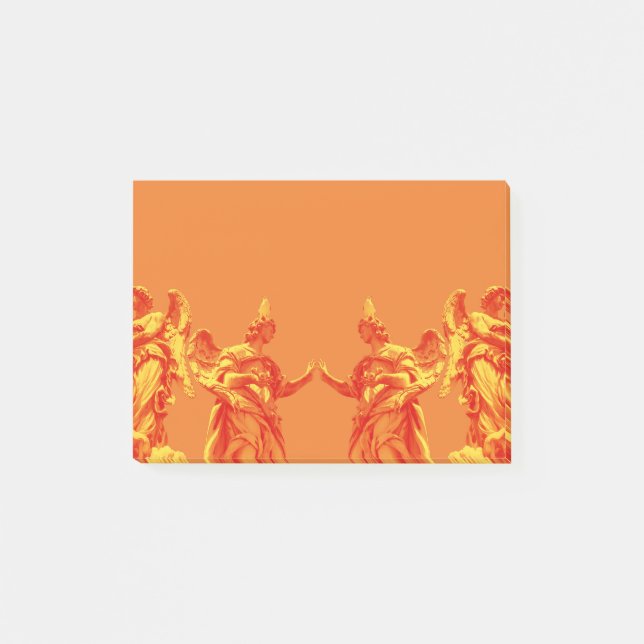 Orange colour digital art with sculptures post-it notes (Front)
