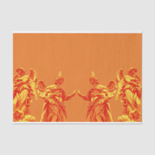 Orange colour digital art with sculptures tissue paper