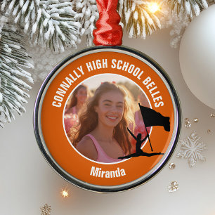 Orange Colour Guard Photo High School Christmas Metal Ornament