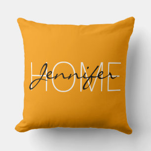 Orange colour home monogram cushion