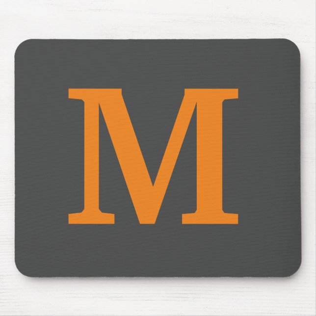 Orange colour Initial letter/monogram  Mouse Pad (Front)