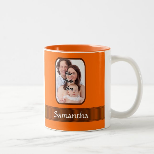 Orange colour personalised Two-Tone coffee mug (Right)