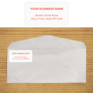 Orange Colour Plain Texts Business Address Label