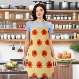 Orange Colour Rose Flower Seamless Pattern on Apro Apron