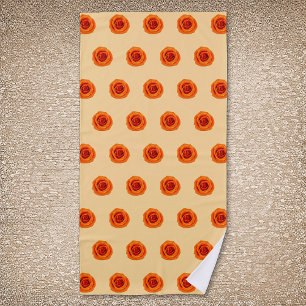 Orange Colour Rose Flower Seamless Pattern on Beach Towel