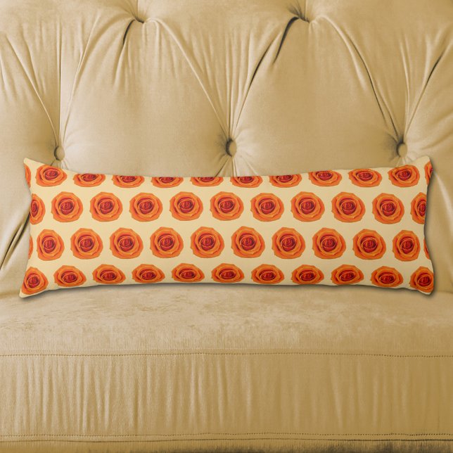 Orange Colour Rose Flower Seamless Pattern on Body Cushion (Orange color Rose flower seamless pattern on body pillow)