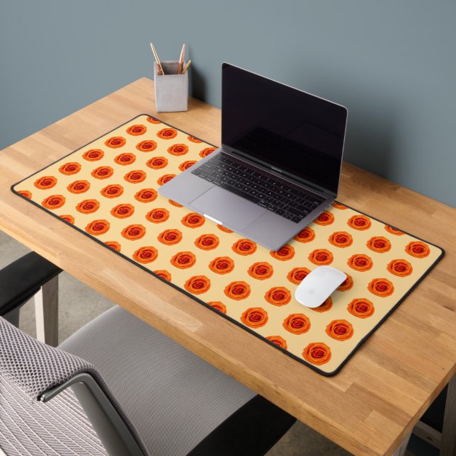 Orange Colour Rose Flower Seamless Pattern on Desk Mat (Office 2)