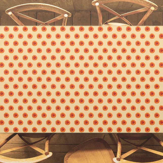 Orange Colour Rose Flower Seamless Pattern on Tablecloth (Orange color Rose flower seamless pattern on tablecloth)