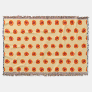 Orange Colour Rose Flower Seamless Pattern on Throw Blanket