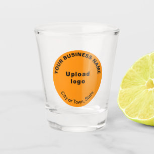 Orange Colour Round Business Brand on Shot Glass
