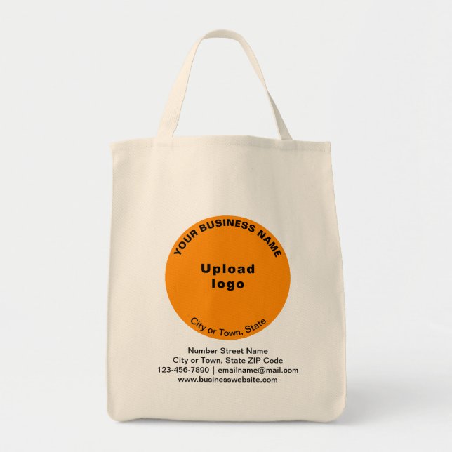 Orange Colour Round Shape Business Brand on Grocer Tote Bag (Front)
