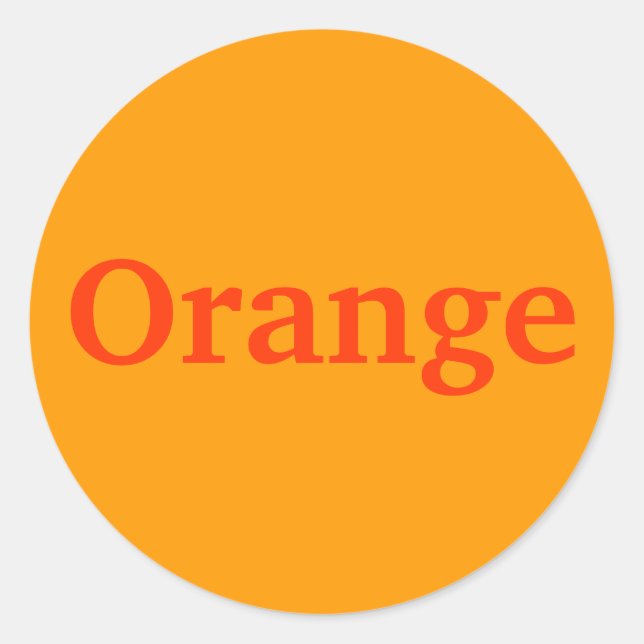 Orange Colour Word on Light Orange Stickers (Front)