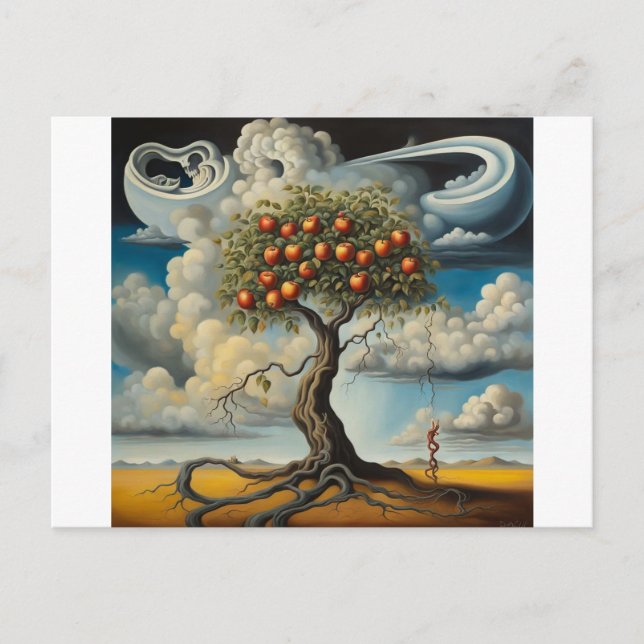 Orange Coloured Apple Tree Postcard (Front)