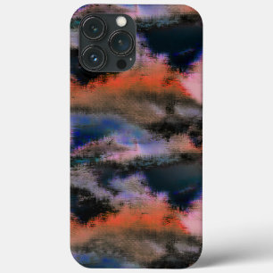 Orange coloured dark clouds texture drizzled offse iPhone 13 pro max case